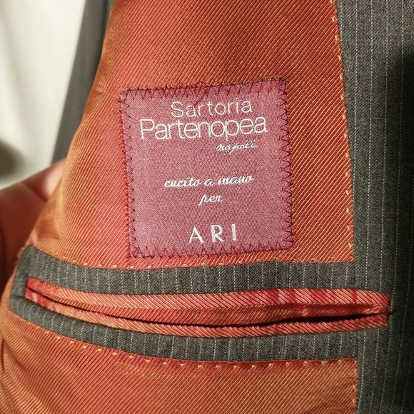 Sartoria Partenopea Men's Sz 40 Super 110s Wool Full Lined Gray Pinstripe Blazer - Picture 8 of 12